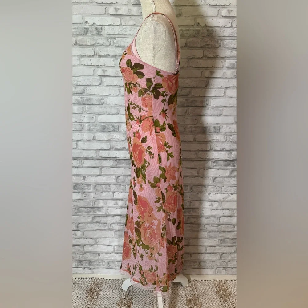 Betsey Johnson Vintage 90s Floral Rose Tori Pink Slip Dress Urban Outfit… - Picture 5 of 16
